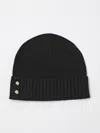 Ralph Lauren Ribbed Button Beanie Hat In Black