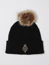 Ralph Lauren Cable-patch Pom Pom Black Cable Knit Beanie Hat Si