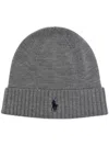 Ralph Lauren Pony Polo Hat Ribbed Cuff In Gray