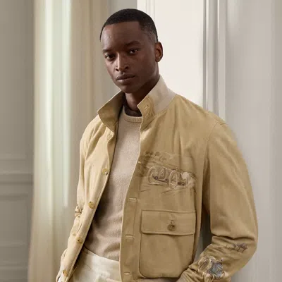 Ralph Lauren Hayworth Painted Suede Jacket In Neutral
