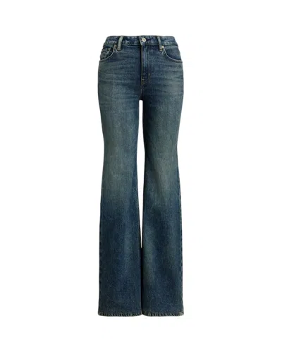 Ralph Lauren Haze Wash Retro Flare Cotton Jeans In Black
