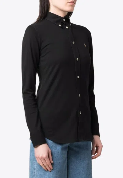 Ralph Lauren Heidi Long-sleeved Pony Shirt In Black
