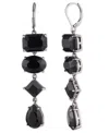 Ralph Lauren Hematite-tone Jet Stone Linear Earrings In Black