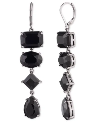 Ralph Lauren Hematite-tone Jet Stone Linear Earrings In Black