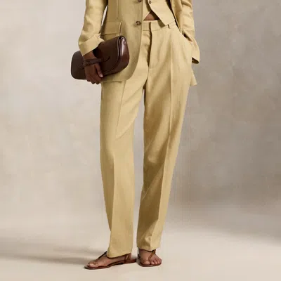 Ralph Lauren Hemp Pleated Tapered Pant In Brown