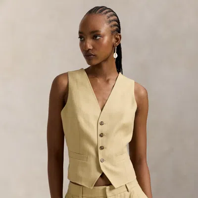 Polo Ralph Lauren Hemp Vest In Dune Tan In Yellow