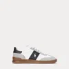 Polo Ralph Lauren Heritage Aera Suede Sneakers In White/black/soft Grey