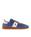 Ralph Lauren Heritage Aera Navy Leather Trainers In Navy Blue