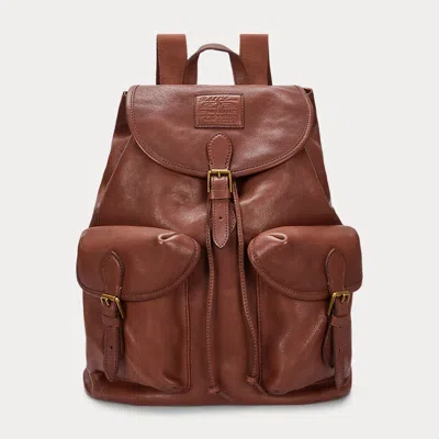 Polo Ralph Lauren Heritage Leather Backpack In British Tan