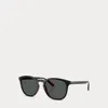 Polo Ralph Lauren Heritage Performance Round Sunglasses In Shiny Black