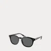 Polo Ralph Lauren Heritage Rowing Stripe Round Sunglasses In Shiny Black