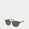 Polo Ralph Lauren Heritage Rowing Stripe Round Sunglasses In Shiny Brown Tortoise