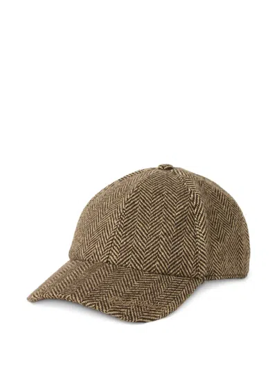 Ralph Lauren Herringbone Baseball Cap In Brown