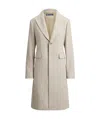 Ralph Lauren Logo Wool Coat Featuring Flap Pockets In Neutral