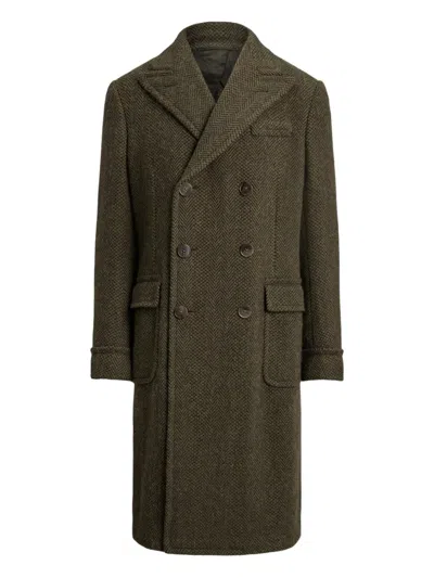 Ralph Lauren Herringbone Double-breasted Coat In Green