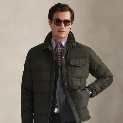 Ralph Lauren Herringbone Down Shirt Jacket In Green