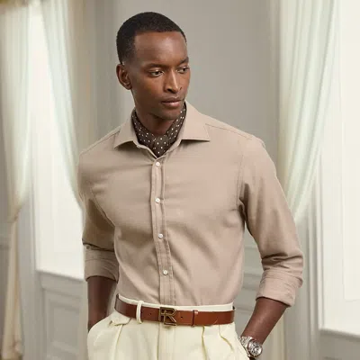 Ralph Lauren Herringbone Flannel Shirt In Brown