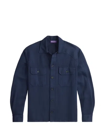 Ralph Lauren Herringbone Garment-dyed Shirt In Blue