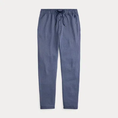 Ralph Lauren Herringbone-knit Pajama Pant In Blue