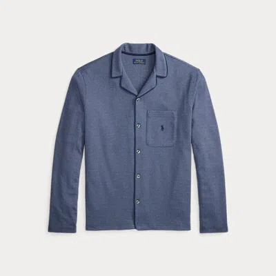 Ralph Lauren Herringbone-knit Pajama Shirt In Blue