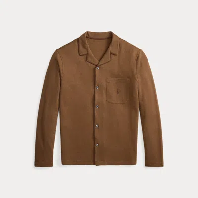 Ralph Lauren Herringbone-knit Pajama Shirt In Brown