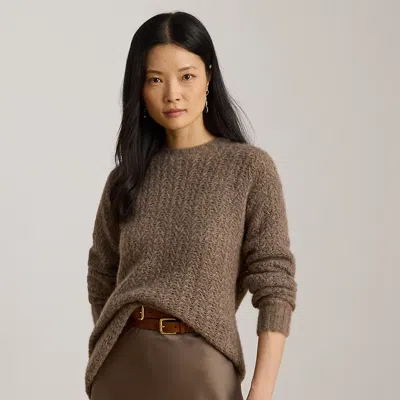 Ralph Lauren Herringbone Oversize Sweater In Brown