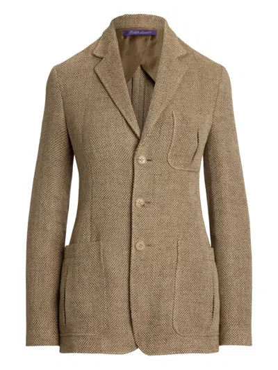 Ralph Lauren Herringbone-textured Blazer In Brown