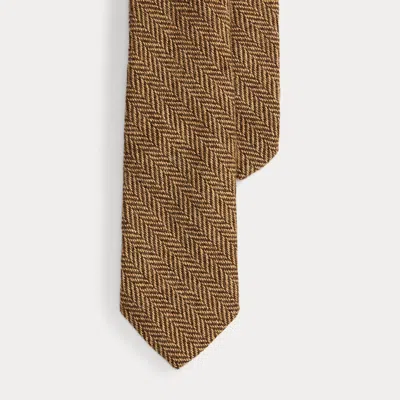 Ralph Lauren Herringbone Wool Tie In Brown