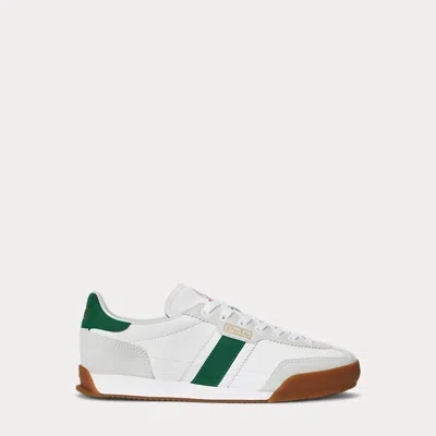 Ralph Lauren Hester Leather-suede Sneaker In White/green