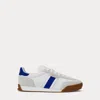 Ralph Lauren Hester Leather-suede Sneaker In White/royal