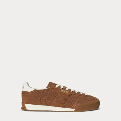 Ralph Lauren Hester Perforated Suede Sneaker In Brown