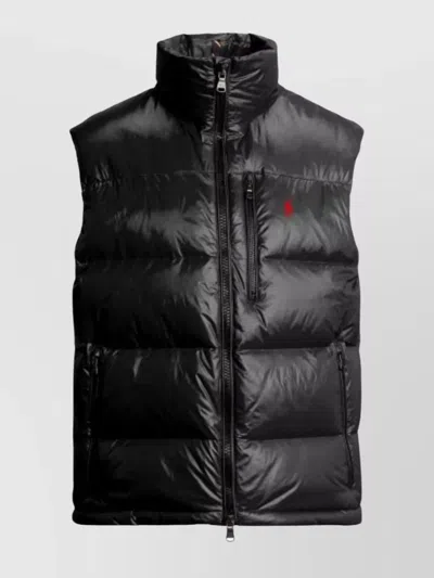 Ralph Lauren High Collar Sleeveless Quilted Vest In Black