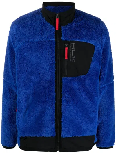 Polo Ralph Lauren Rlx Ralph Lauren Fleece High-pile Zip-up Sweatshirt In New Sapphire/polo Black