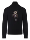 Ralph Lauren Long Sleeve Turtleneck Pullover Embroidered In Black