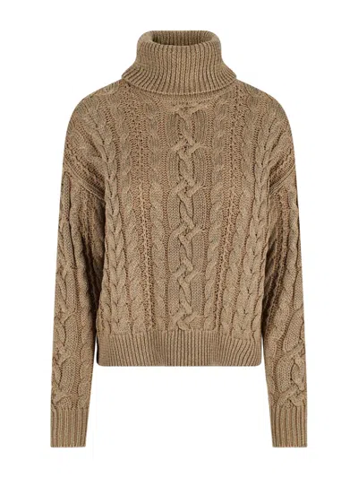 Ralph Lauren High Neck Sweater In Gold