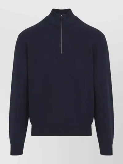 Ralph Lauren High Neck Textured Knit Long Sleeve Sweater In Blue