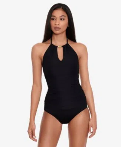 Ralph Lauren High Neck Tummy Control Tankini Bottoms In Black