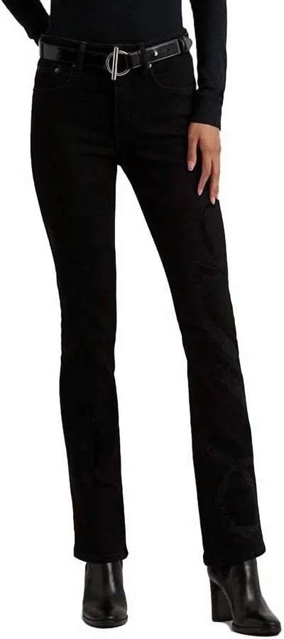 Ralph Lauren High Rise Flocked Bootcut Jeans In Black
