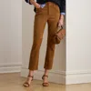 Ralph Lauren High-rise Goat-suede Straight Ankle Pant In Brown