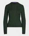 Ralph Lauren High Shine Cable Knit Crewneck Sweater In Green
