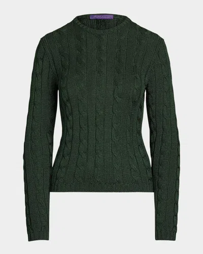Ralph Lauren High Shine Cable Knit Crewneck Sweater In Green