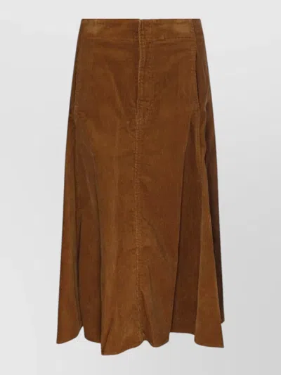 Ralph Lauren High Waist Pleated A Line Skirt In Brown