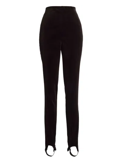 Ralph Lauren High-waisted Velvet Trousers In Black