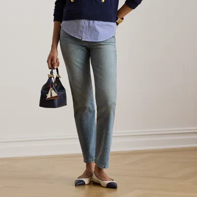 Ralph Lauren High-rise Straight Jean In Fawne Wash In Gray