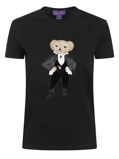 Ralph Lauren Holiday Bear-short Sleeve-t-shirt In Black