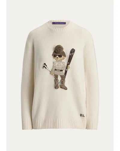 Ralph Lauren Holiday Polo Bear Cashmere Sweater In Neutral