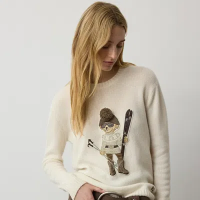 Ralph Lauren Holiday Polo Bear Cashmere Sweater In Lux Cream