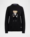 Ralph Lauren Holiday Polo Bear Metallic Cashmere Sweater In Black