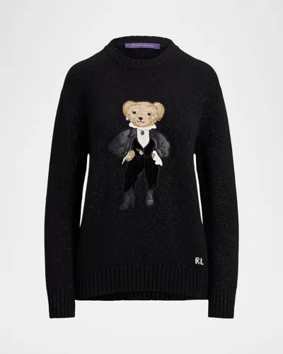RALPH LAUREN HOLIDAY POLO BEAR METALLIC CASHMERE SWEATER