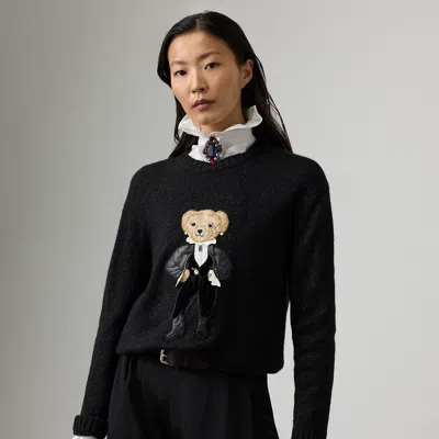 RALPH LAUREN RALPH LAUREN HOLIDAY POLO BEAR METALLIC SWEATER